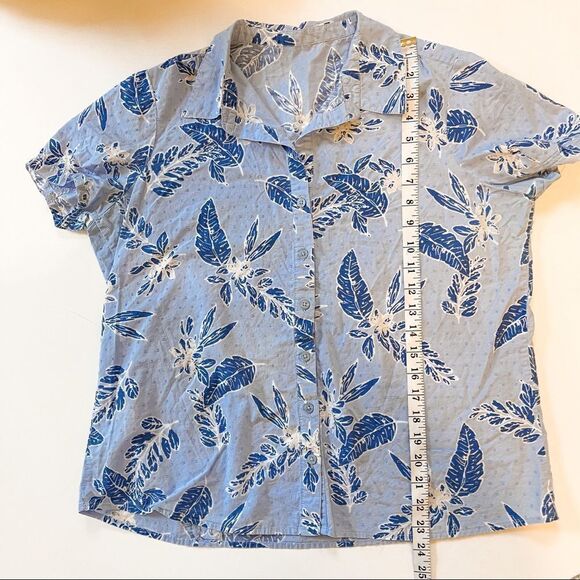 Vintage Hawaiian Blue Button Down Blouse Size Medium - Picture 4 of 4